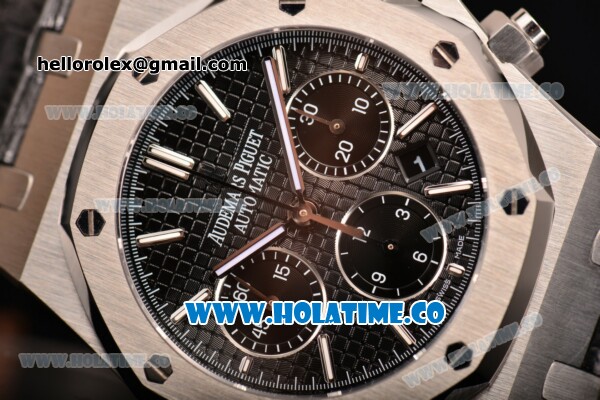 Audemars Piguet Royal Oak Chronograph 41mm Swiss Valjoux 7750 Automatic Steel Case with Black Dial Stick Markers and Black Leather Strap (EF) - Click Image to Close